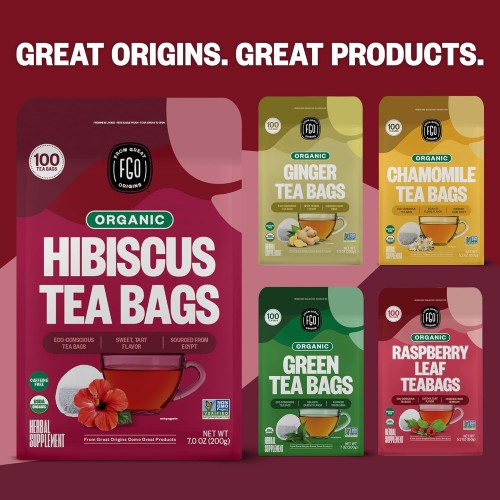 Organic Hibiscus Tea Bags | 100 Tea Bags | Eco-Conscious Tea Bag
