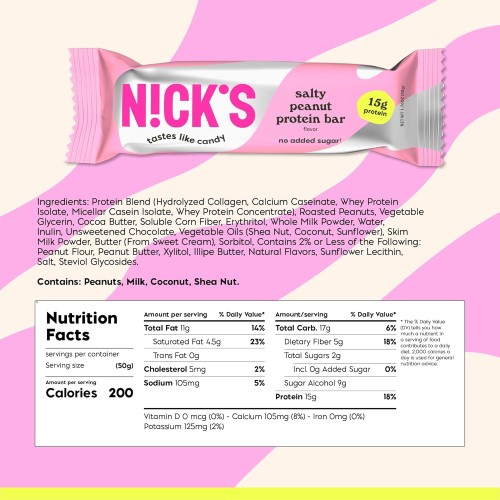 Nicks Swedish-Style Snack Bar, Keto Protein Bar, 24 count, 15g ...