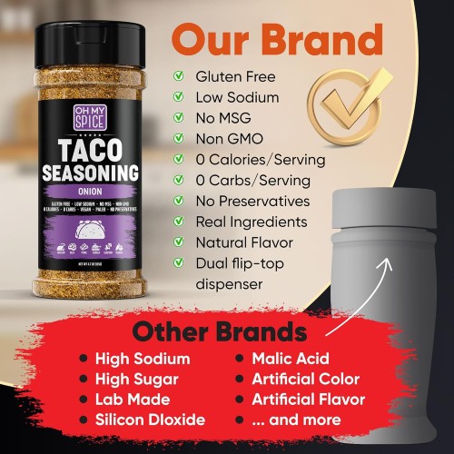 Taco Seasoning Mix Onion Powder - Gluten Free & Low Sodium