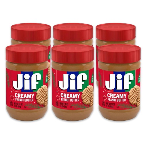 Jif Creamy Peanut Butter, 16 Ounces Pack Of 6, 7G 7% Dv Of P