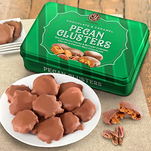 Milk Chocolate Caramel Pecan Clusters In Gift Tin, 1 Pound