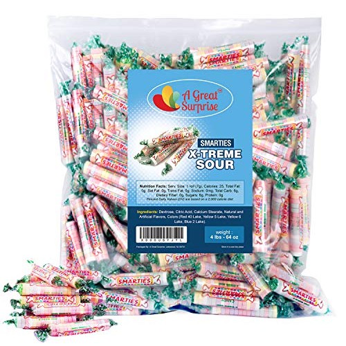 Smarties Candy Rolls Bulk - X-Treme Sour Flavored Candies - Pink