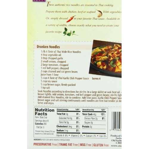 A Taste Of Thai Wide Rice Noodles, 16-Ounce Boxes Pack Of 6