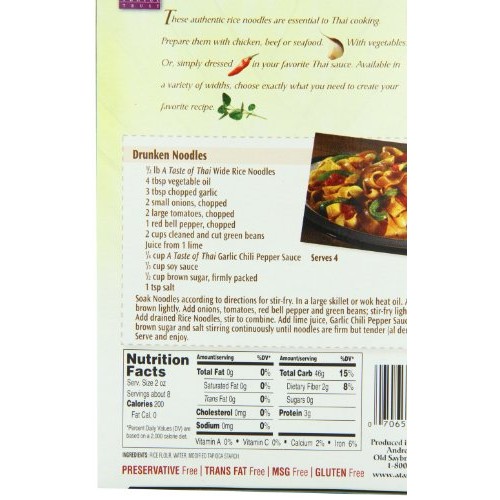 A Taste Of Thai Wide Rice Noodles, 16-Ounce Boxes Pack Of 6