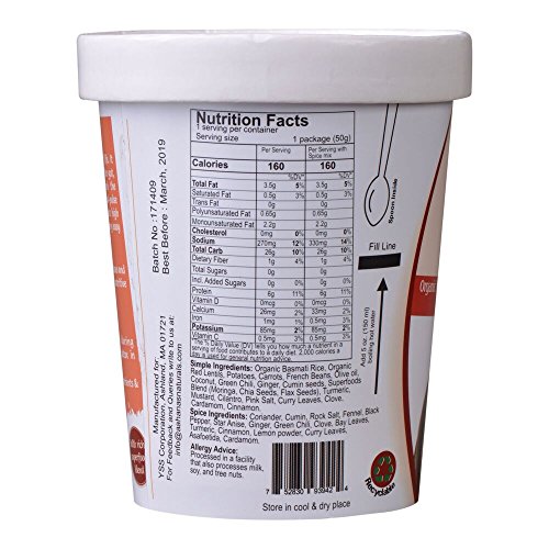 Vegan Masala Khichadi - Organic Basmati Rice And Split Red Lenti