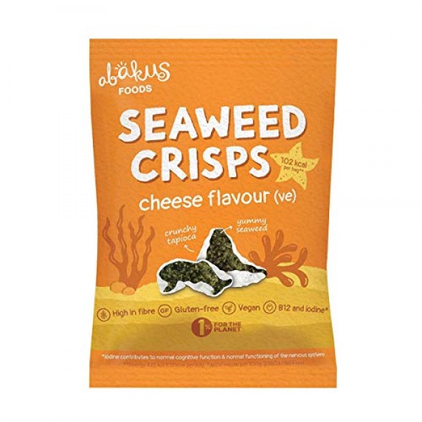 12 x Abakus Food Natural Cheese Flavour Seaweed Crisps - 0.63 oz