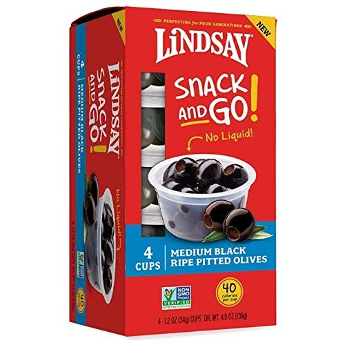 Lindsay Pitted Black Olive Snack, 4- 1.2 Oz Cups Pack Of 2
