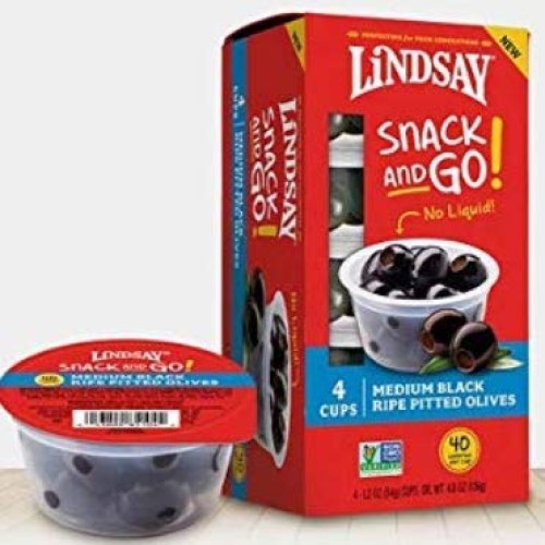 Lindsay Pitted Black Olive Snack, 4- 1.2 Oz Cups Pack Of 2