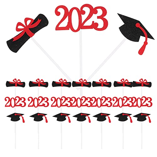 Aboofan 24Pcs Graduation Cupcake Toppers 2023 Diploma Grad Cap C