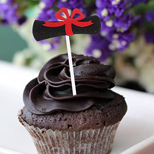 Aboofan 24Pcs Graduation Cupcake Toppers 2023 Diploma Grad Cap C