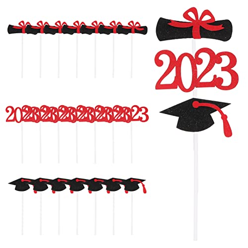 Aboofan 24Pcs Graduation Cupcake Toppers 2023 Diploma Grad Cap C