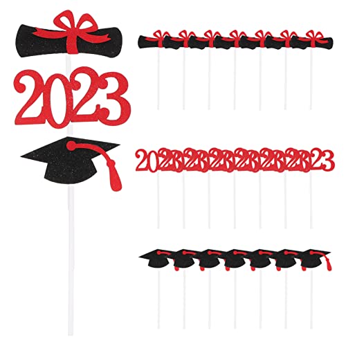 Aboofan 24Pcs Graduation Cupcake Toppers 2023 Diploma Grad Cap C