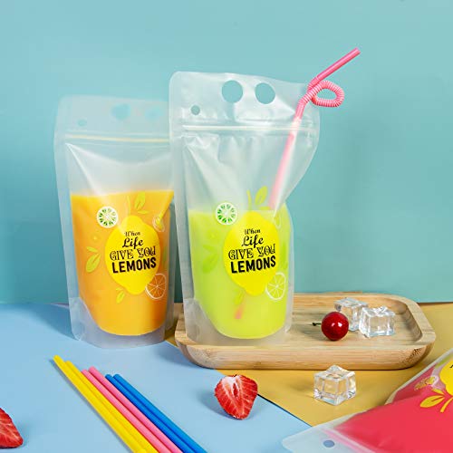 50 Pcs Drink Pouches For Adults, Frosted Translucent Reclosable