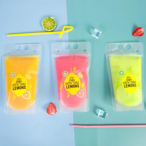50 Pcs Drink Pouches For Adults, Frosted Translucent Reclosable