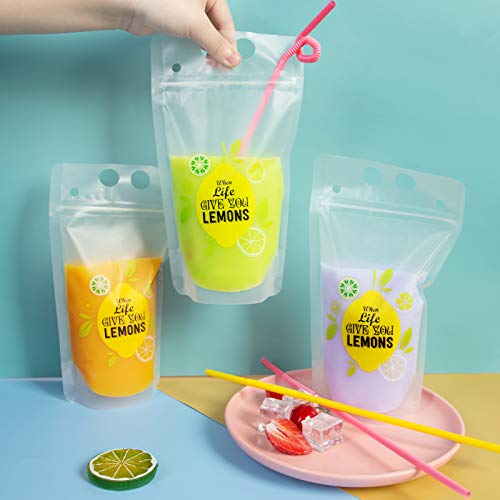 50 Pcs Drink Pouches For Adults, Frosted Translucent Reclosable