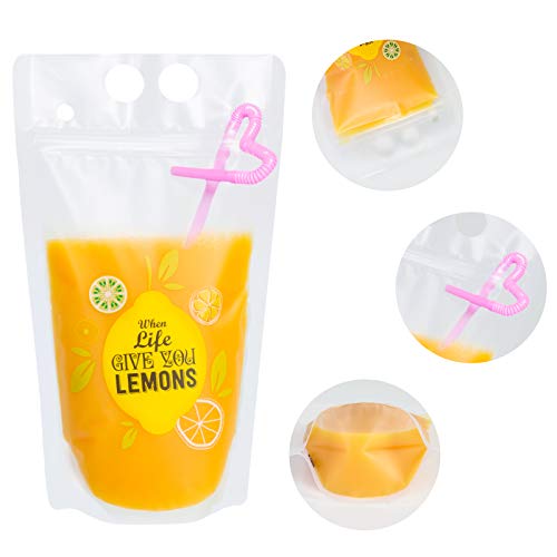 50 Pcs Drink Pouches For Adults, Frosted Translucent Reclosable