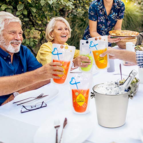 50 Pcs Drink Pouches For Adults, Frosted Translucent Reclosable