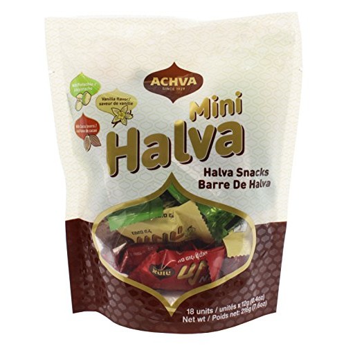Achva Kosher Vanilla, Cocoa Beans, And Pistachio Mini Halva Bars