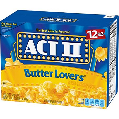 Act Ii Butter Lovers Microwave Popcorn, Classic Bag, 12 Ct Pack