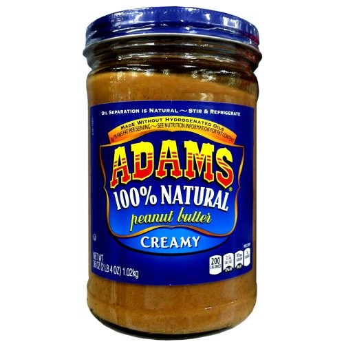 Adams 100% Natural Creamy Peanut Butter 36Oz 6 Pack