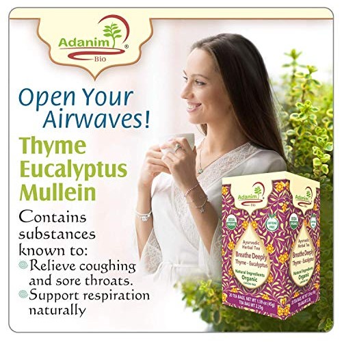 Adanim Bio Eucalyptus Thyme &Amp; Mullein Leaf Tea Bags - Organic Go