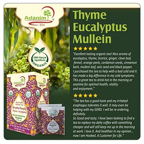 Adanim Bio Eucalyptus Thyme &Amp; Mullein Leaf Tea Bags - Organic Go