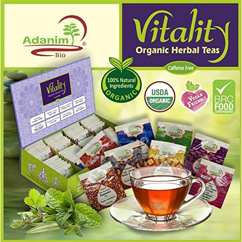 Adanim Bio Organic Herbal Teas Vitality Gift Box Sampler 8 Flav