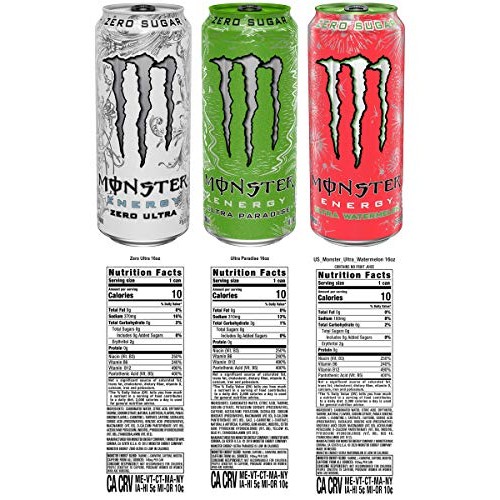 Monster Energy Ultra Sampler Pack, Sugar Free Energy Drink, 3 Fl