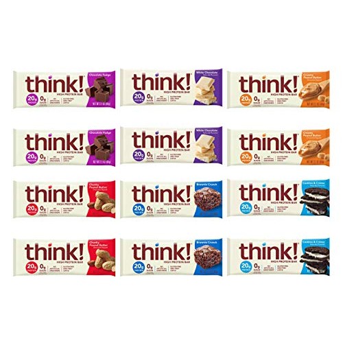 Thinkthin High Protein Bars - Variety Sampler Pack, 6 Flavors, 2