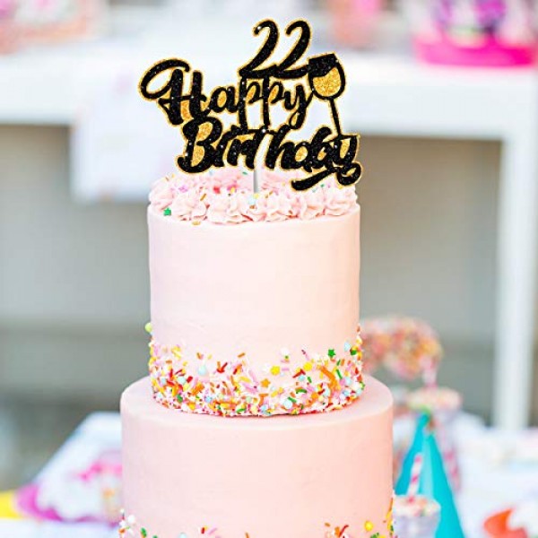 AERZETIX Birthday Decoration Happy 22nd Birthday Cake Topper Win...