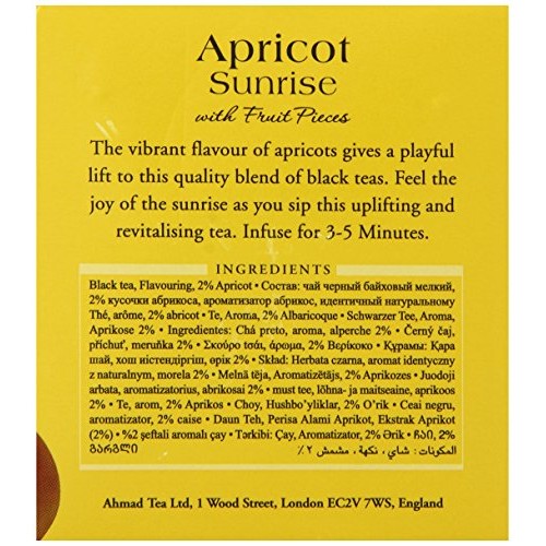 Ahmad Tea Apricot Sunrise Black Tea, 20 Tea Bags Boxes Pack Of 6