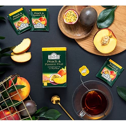 Ahmad Tea Black Tea, Peach And Passion Fruit Teabags, 20 ct Pac...