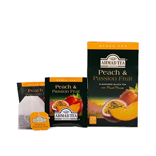 Ahmad Tea Black Tea, Peach And Passion Fruit Teabags, 20 ct Pac...