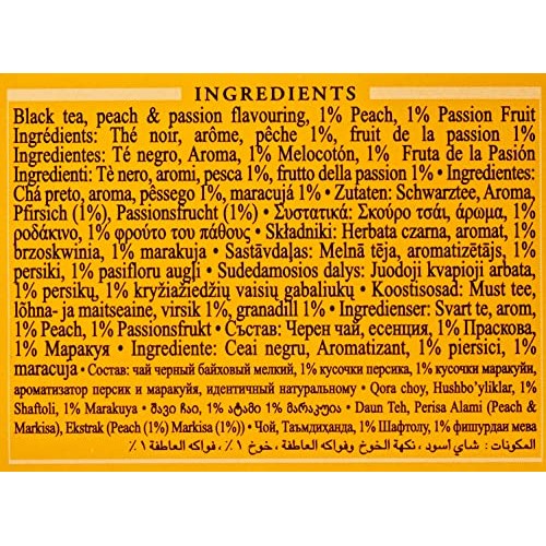 Ahmad Tea Black Tea, Peach And Passion Fruit Teabags, 20 ct Pac...