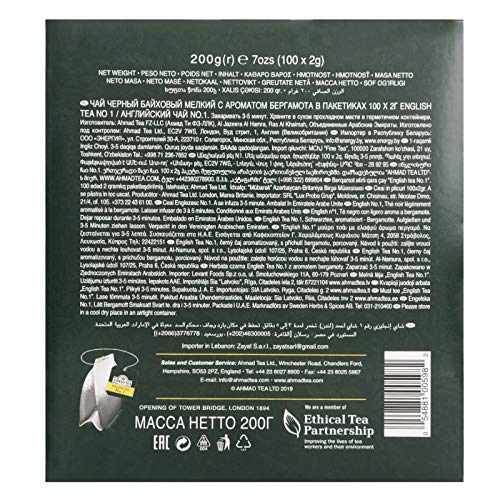 Ahmad Tea English Tea No.1 Tagged Teabags, 100 Count