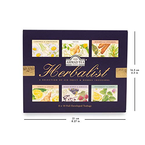 Ahmad Tea Herbalist Variety Gift Box, 60 Foil Enveloped Teabags