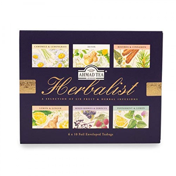Ahmad Tea Herbalist Variety Gift Box, 60 Foil Enveloped Teabags