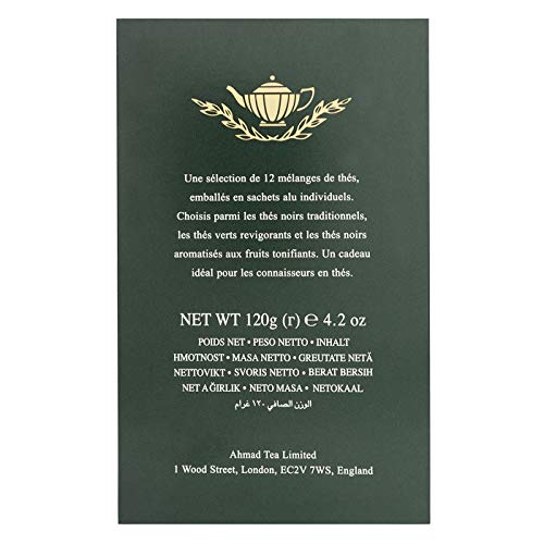 Ahmad Tea Twelve Teas Variety Gift Box, 60 Foil Enveloped Teabags