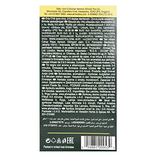 Ahmad Tea Apricot Sunrise , Tea Bags, 20-Count Boxes