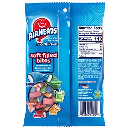 Airheads Soft Filled Bites, Party, 6 Ounce Airheads Soft Filled Bites, Party, 6 Ounce