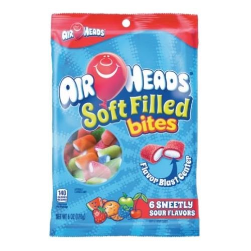 Air Heads Soft Filled Bites Candy, 6 Ounce Peg Bag - 12 Per Case.