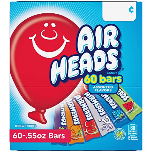 Airheads Candy Bars, Variety Bulk Box, Chewy Full Size Fruit Taf