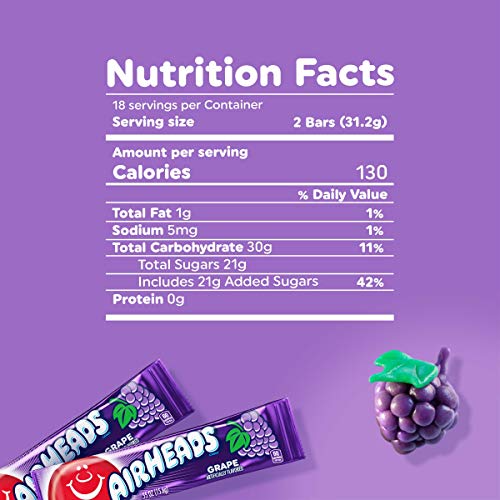 Airheads Candy, Individually Wrapped Full Size Bars, White Myste