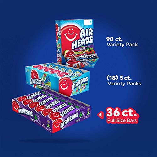 Airheads Candy, Individually Wrapped Full Size Bars, White Myste