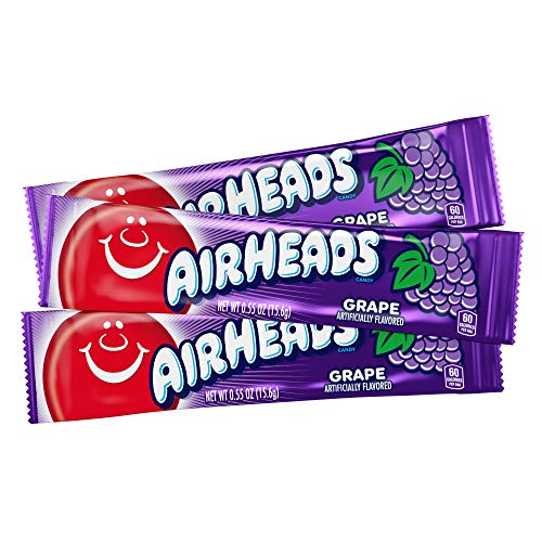 Airheads Candy, Individually Wrapped Full Size Bars, Grape, Bulk