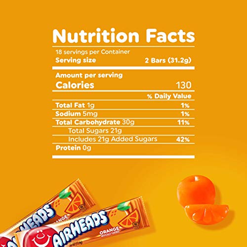 Airheads Candy, Individually Wrapped Full Size Bars, Orange, Bul Airheads Candy, Individually Wrapped Full Size Bars, Orange, Bul