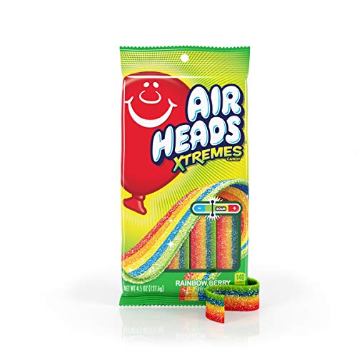 Airheads Xtremes Belts Sour Candy Candy, Rainbow Berry, Non Melt