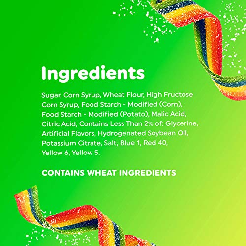 Airheads Xtremes Belts Sour Candy Candy, Rainbow Berry, Non Melt