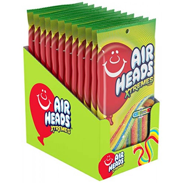 Airheads Xtremes Belts Sour Candy Candy, Rainbow Berry, Non Melt...