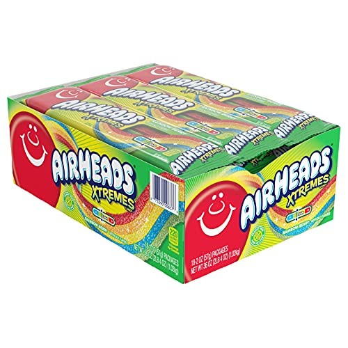 Airheads Xtremes Sweetly Sour Candy Belts, Rainbow Berry, Stocki